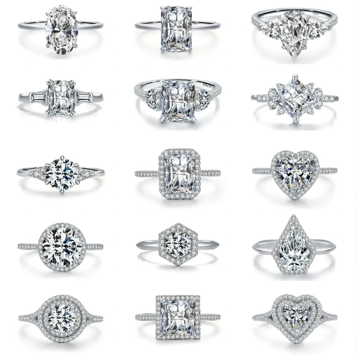 Custom Cubic Zirconia Eternity Rings Women CZ Jewelry Promise Engagement Wedding 3 Stone 925 Sterling Silver Diamond Ring
