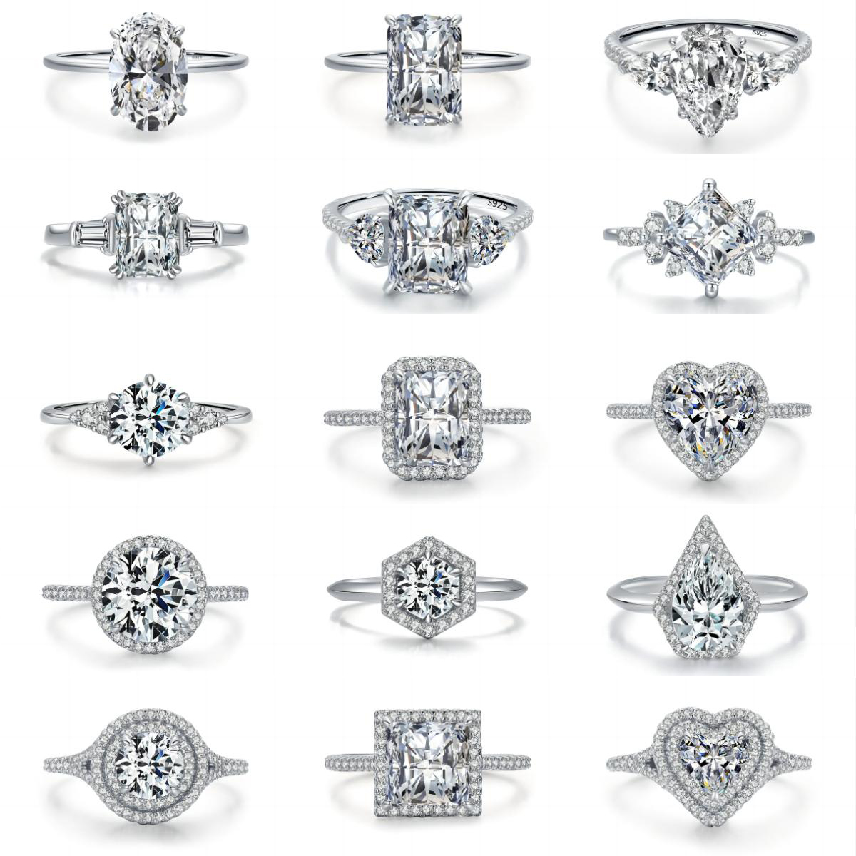 Bagues d'éternité en zircon cubique personnalisées pour femmes, bijoux CZ, promesse de fiançailles, mariage, trois pierres, bague en diamant en argent Sterling 925