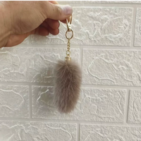 Porte-clés de voiture artisanal en fausse fourrure de renard pour femme, breloque de luxe en cuir pour sac à main