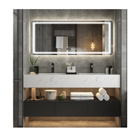 Meuble-lavabo mural pour salle de bain Wc Armoires colorées 150cm Armoire à double vasque