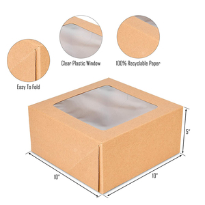 Hộp bánh trong suốt vàng trắng Tùy chỉnh màu 10x10x5 inch Bìa Giấy Bánh Bao bì hộp với cửa sổ và bảng bánh - Product Image 6