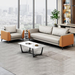 Conjunto de Sofás para Oficina, Cuero PU, Esponja de Alta Densidad, Muebles Duraderos para Recepción y Salón - Product Image 1
