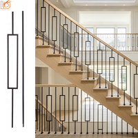 Balustrade de balcon carrée en métal ajouré de 44 pouces au design moderne et simple, garde-corps d'escalier en fer forgé pour appartement, école, maison