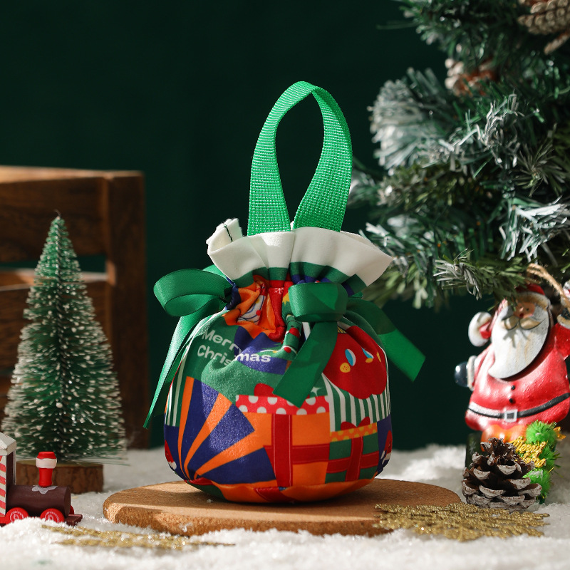 Sac à sucre de Noël en flanelle - Pomme de Noël
