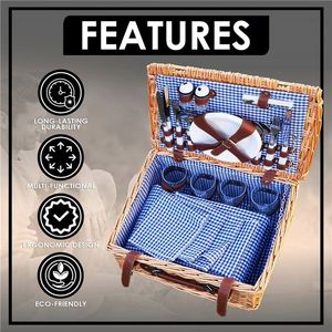 Panier en bois à roulettes pour pique-nique avec kit de corde, meilleur panier en osier pour le mur, paniers anciens de <span class=keywords><strong>Chine</strong></span>, tissu mignon, stock - Product Image 3