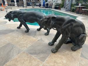 청동 주조 공장 판매 구리 황동 조각 실물 같은 야외 장식 야외 용 청동 포효 호랑이 동상 - Product Image 1