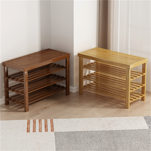<span class=keywords><strong>Meuble</strong></span> à chaussures moderne en bambou avec banc et siège intégrés, rangement à 2 niveaux <span class=keywords><strong>pour</strong></span> salon – Gain de place, durable, supporte jusqu'à 300 lb - Product Image 4