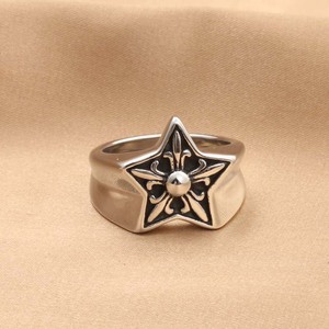 Anillo de pentagrama de acero inoxidable Retro de tendencia europea y americana para hombres y mujeres - Product Image 2