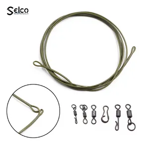 45LB Fluorocarbon hooklink Clear color carp lead free leader with ring quick change swivel lead core leader looped Review