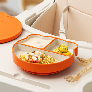 Bols en silicone personnalisés sans BPA en forme de dessin animé avec couvercle, vente en gros, assiette d'alimentation pour bébé et enfant de qualité alimentaire avec ventouse - Product Image 5