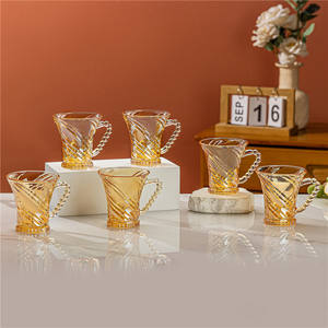 Ilya Juego de vasos y platos de vidrio de seis piezas Juego de platos de vidrio de dos piezas para café y té Juego de agua elegante - Product Image 2