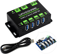 Aissmartlink WAVESHARE 4-Ch USB 3.2 Gen1 HUB, kompatibel dengan Windows Case Metal dengan dukungan Wall-Mount