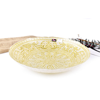 Plateau à fruits en verre décoratif rond de 40 cm, plaqué or, gaufré, pour la maison et les mariages – Vente en gros