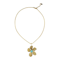 CBBA-1705 Collar con Colgante de Flor Chapado en Oro Romántico para Mujer, Cadena de Serpiente, Aleación de Zinc, Acero Inoxidable