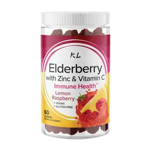 OEM Hữu Cơ Cơm cháy Kẽm Vitamin C bổ sung hỗ trợ miễn dịch Booster Elderberry Gummies