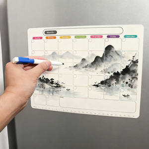 Calendrier magnétique publicitaire pour réfrigérateur, thème Forêt d'automne et <span class=keywords><strong>Coucher</strong></span> de soleil, planificateur mensuel pour la décoration intérieure - Product Image 2