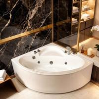 Triangle parfait 2 personnes Micro petite bulle d'air Jet Spa baignoire moderne Led Whirlpool Massage coin diamant baignoire avec siège