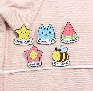 Cute cartoon mini small brooch accessories Creative Little star cat watermelon flower bee shape