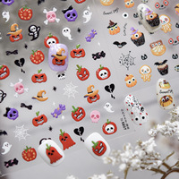 TSZS Lindas Pegatinas de Uñas de Halloween 5D Autoadhesivas con Diseño de Calabaza, Fantasma, Telaraña y Calavera para Decoración de Uñas DIY en Fiestas