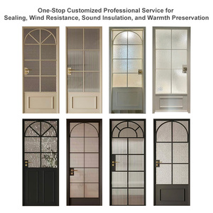 Portes intérieures modernes en aluminium arqué avec verre trempé pour chambre, salon, douche – Design arqué étanche - Product Image 3