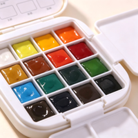 Boîte à peinture portable Bview Art avec 16 couleurs de peintures solides, style Power Bank, étui à pigments mignon et esthétique