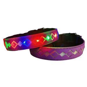 USB Rechargeable LED Luminous Pet <b>Collar</b> RGB Color Solid Pattern Ribbons High-Visibility Adjustable Glow LED Night Safety - Product Image 1