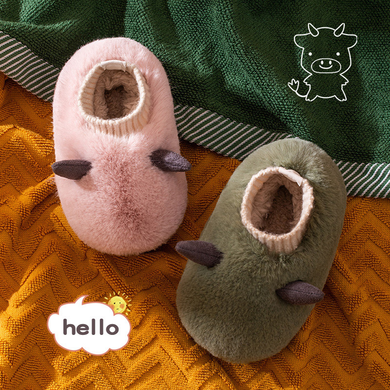 Детские тапочки на каблуках, теплые Нескользящие домашние тапочки с мягкой подошвой, новый дизайн 2021