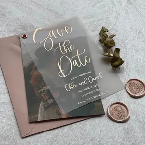 Gold Foil Vellum Save the Date Photo Invite Custom Foiled Save Our Date Wedding Invitation With Your Own Engagement Photo