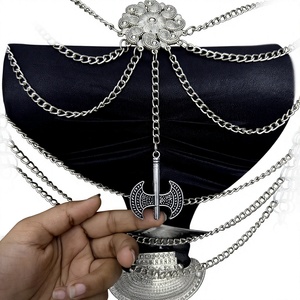 Gilet d'armure en maille argentée avec pendentif, costume de guerrier antique, artisanat métallique - Product Image 5