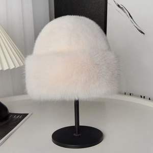 Chapeau en fourrure synthétique épaisse et chaude, unisexe, tendance, nouvelle collection hiver, doux et lisse, taille ajustable, tricoté - Product Image 5