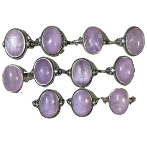 Anelli in Argento 925 di Alta Qualità con Kunzite, Anelli con Gemme, Gioielli in Quarzo Rosa, Artigianato in Cristallo Naturale, Regolabili, per Regalo Quotidiano - Product Image 1