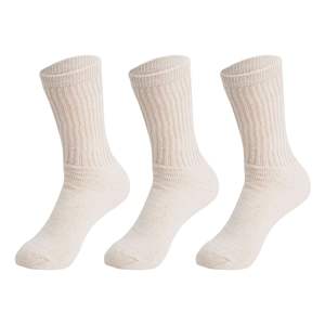 Db Calcetines Ecru para mujer, de algodón, transpirables, 3 pares, talla de zapato 5 a 10, uso diario informal, temporada de primavera - Product Image 1