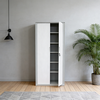 Armoire de classement moderne en acier avec porte à enroulement, meuble de rangement métallique à portes tambour, armoire en fer pour bureau et cuisine (4 compartiments)
