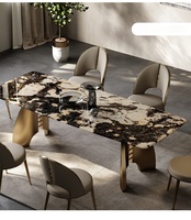 Nouvelle table à manger en marbre et acier inoxydable de qualité design minimaliste italienne pour villa