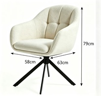 Chaise de salle à manger pivotante moderne avec accoudoirs fixes et base en métal, chaise de salon, chaise de bureau, fauteuil