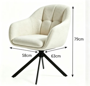Chaise de salle à manger pivotante moderne avec accoudoirs fixes et base en métal, chaise de salon, chaise de bureau, fauteuil - Product Image 5