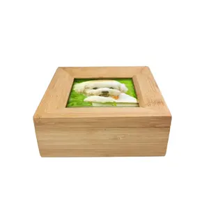 Yüksek kaliteli evcil hayvan ürünleri küçük bambu hayvan külleri kutusu tabut ve çekmeceler kremasyon Urn Pet külleri için