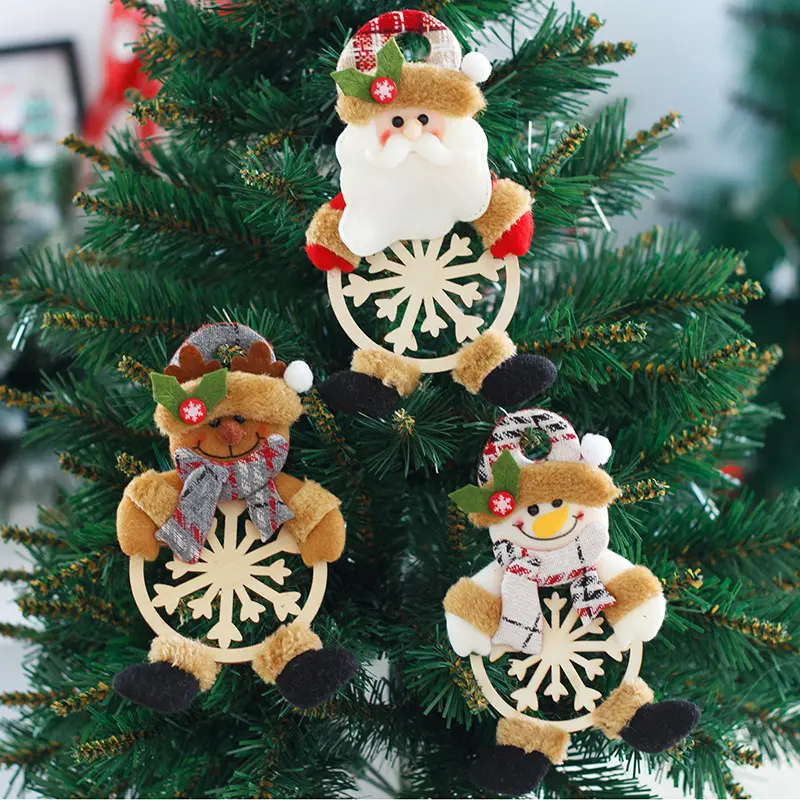 Custom Design Christmas Tree Ornament Pinecones 19cm Santa Snowman Hanging Decorative Doll Pendant Christmas Decoration