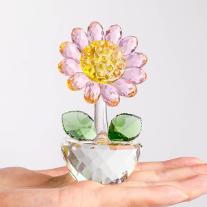 Figurine de tournesol en quartz clair moderne décoration de bureau à la maison pour la cloison de fenêtre d'anniversaire artisanat petits ornements - Product Image 6