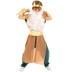Costume de Poséidon pour enfants, tenue de performance pour Halloween, avec trident et barbe, taille moyenne - Product Image 4