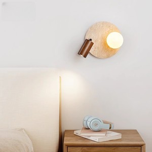 Lampe murale en pierre Huangdong, source de lumière LED 220V, pour chambre à coucher, bureau, lecture, design Wabi Sabi - Product Image 2