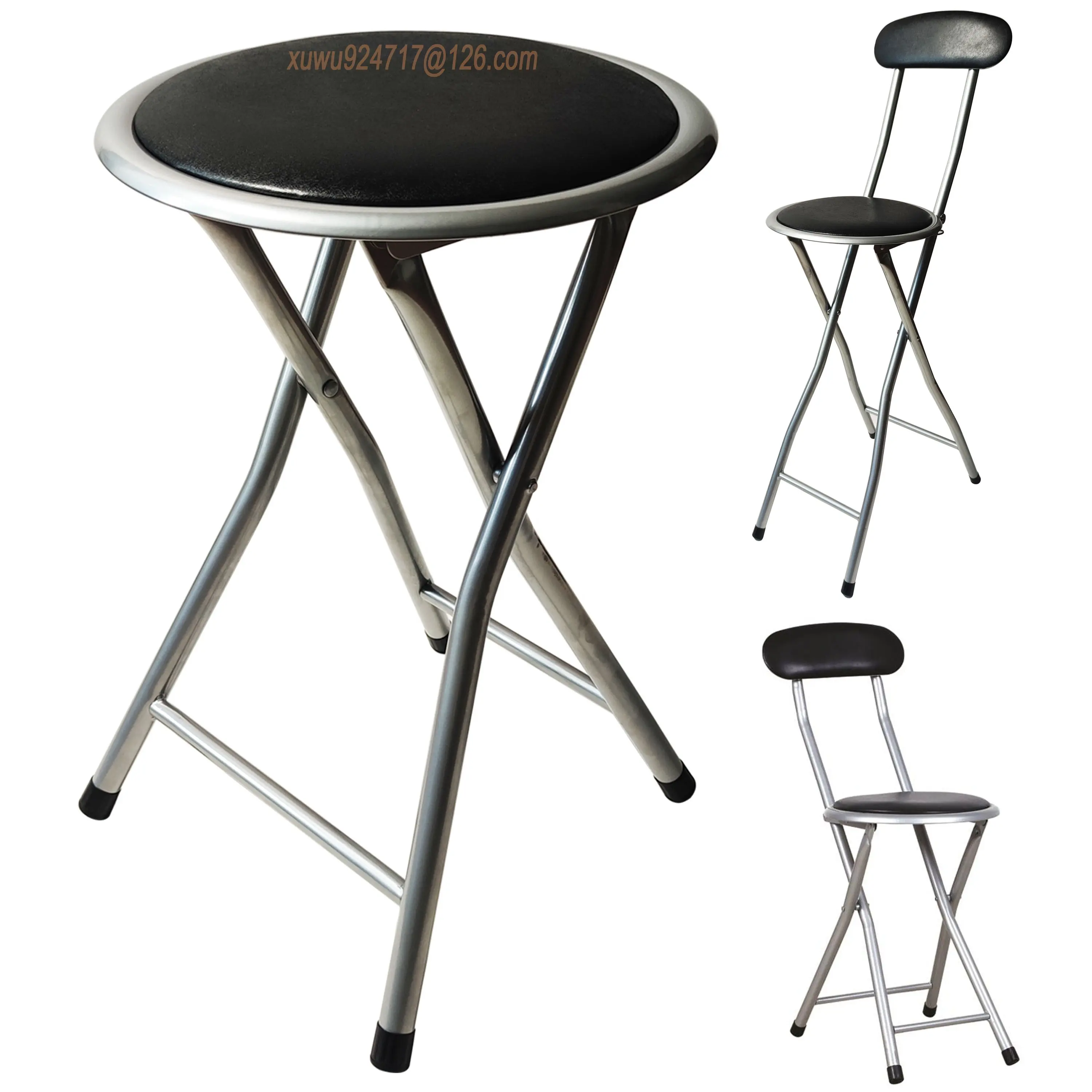 Wholesale Metal Sponge PVC Chairs Breakfast Bar Stool New Design Colorful Chair Portable Folding Breakfast Bar Stool