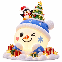 Bonhomme de neige gonflable de Noël avec pingouin et arbre, bonhomme de neige avec boîtes cadeaux pour la décoration de jardin extérieur, pelouse, Noël, fêtes