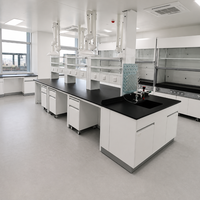 Banc de laboratoire à structure en acier pour laboratoire chimique, table de travail en acier inoxydable avec service d'eau et étagère de rangement