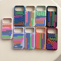 Coque de téléphone antichoc en TPU élastique gaufré motif labyrinthe coloré, style Ins, magnétique, personnalisable OEM pour 13/14/15/16/17