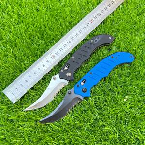 Cool Shape 440C Acero Axial Lock Premium Camping Cuchillo plegable con escala G10 Satén Pulido Pico Hoja dentada Cuchillo plegable - Product Image 4