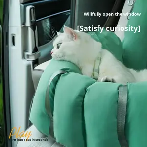 Cama para Gatos de Tela Suave, Portátil, de Doble Uso, Integrada, para Coche, Universal, para Todas las Estaciones, de Color Sólido - Product Image 3