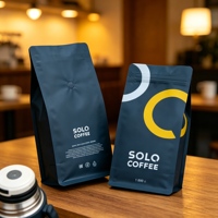 Sachet d'emballage de café personnalisé imprimé, 12 oz, 500 g, 1 kg, en Mylar, avec fermeture éclair, fond plat et valve, pour grains de café