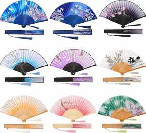 พัดไม้ไผ่พับได้แบบถือด้วยมือ พร้อมผ้าไหม สำหรับงานปาร์ตี้ งานแต่งงาน ของขวัญ ตกแต่งผนัง ดีไซน์ Ds พัดแบบถือ - Product Image 4