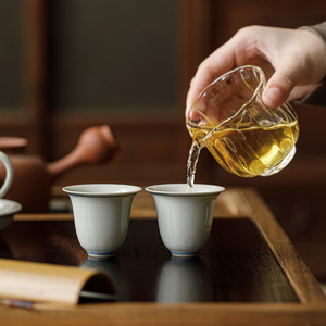 Guanlan Ice Terrace Glazed Ceramic <b>Teacup</b> Double Line Hanyuan Cup Porcelain Kung Fu Tea Set Retro Single Cup - Product Image 2